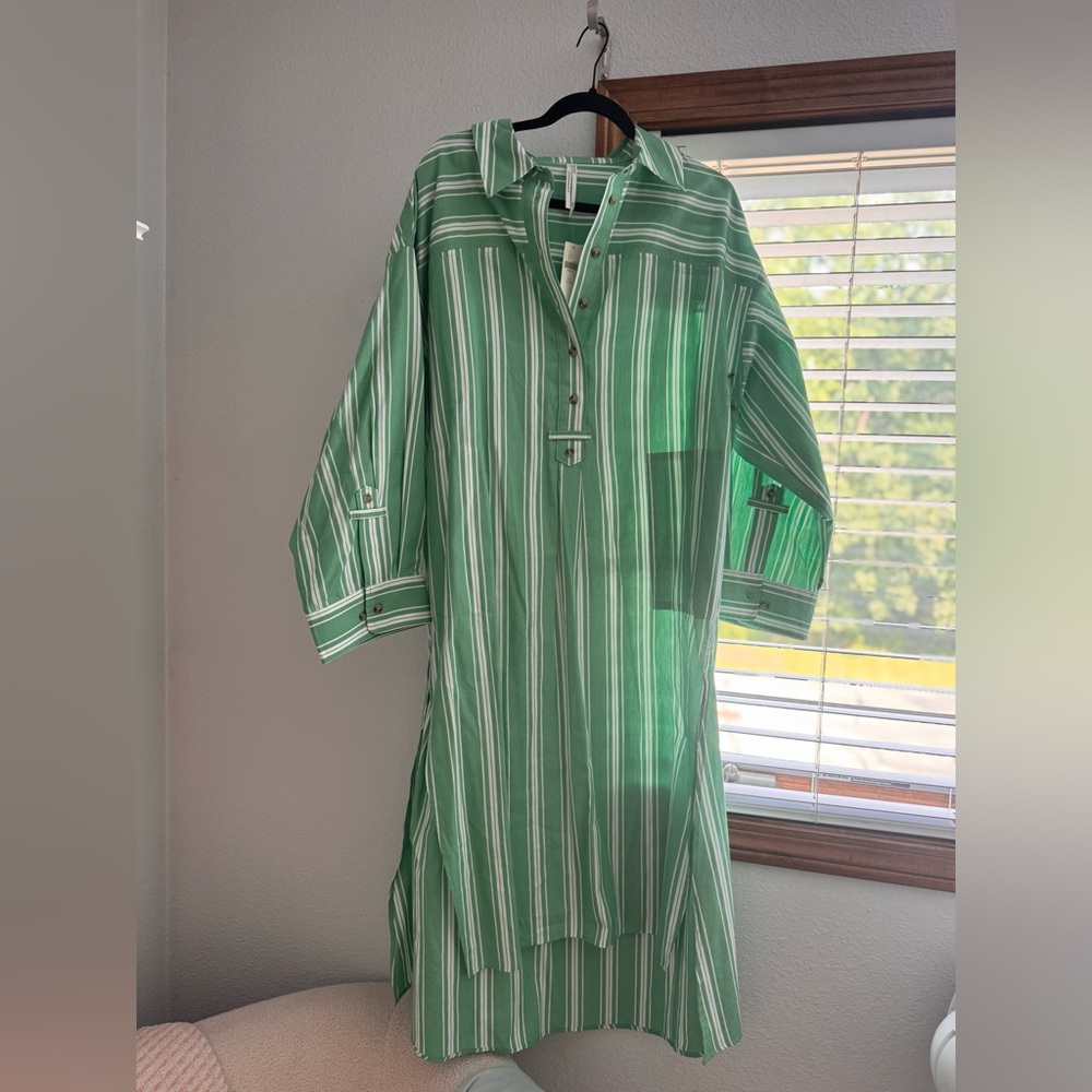 Anthropologie Green Striped Dress